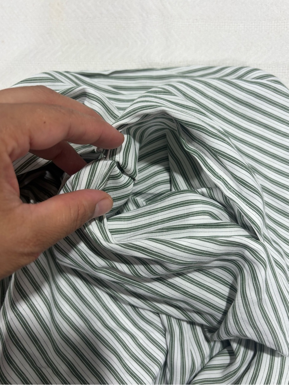 Max Studio White and Green Striped Long-Sleeve Midi Shirt Dress - Picture 7 of 9